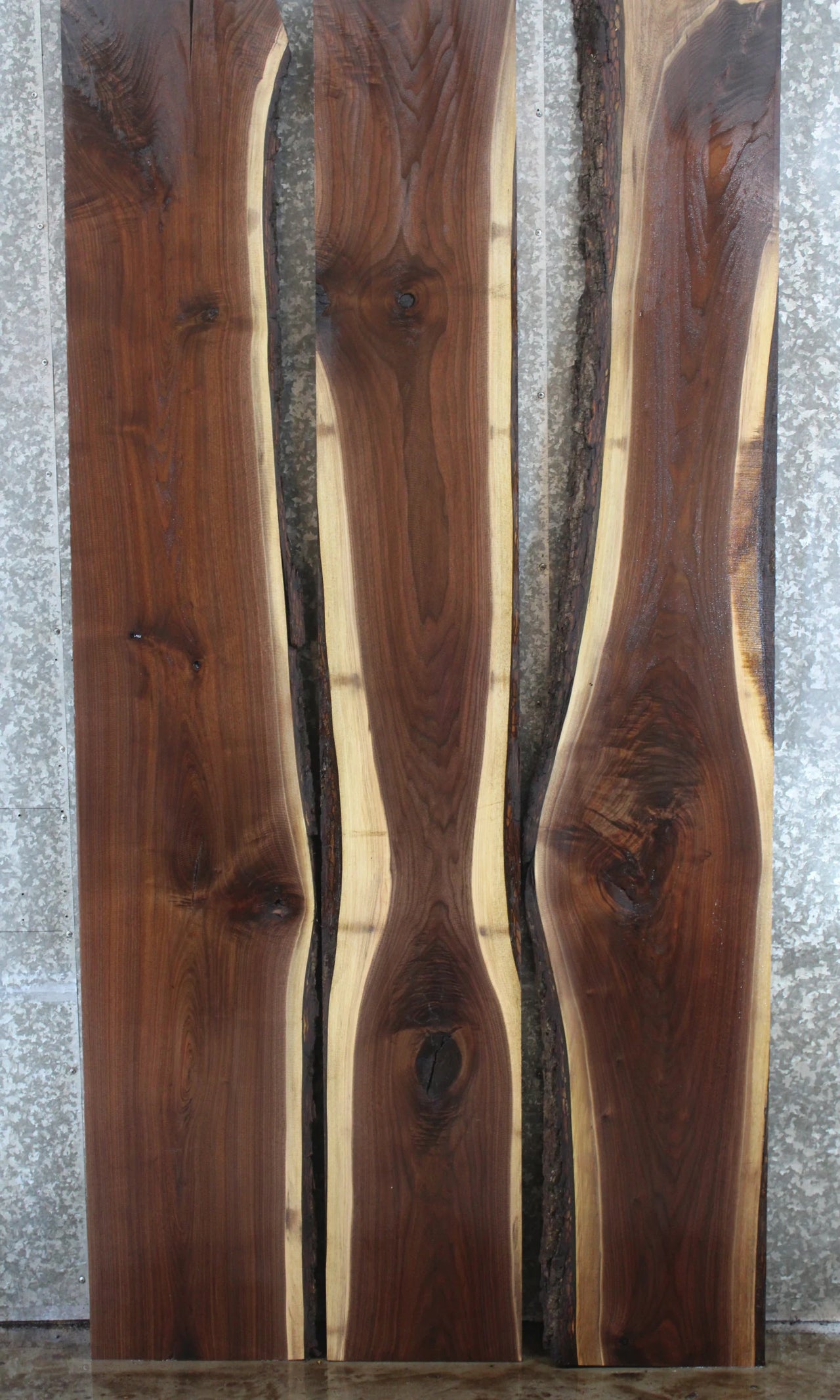 3- Live Edge Black Walnut Conference Table Top Slabs, Solid Wood 982-984