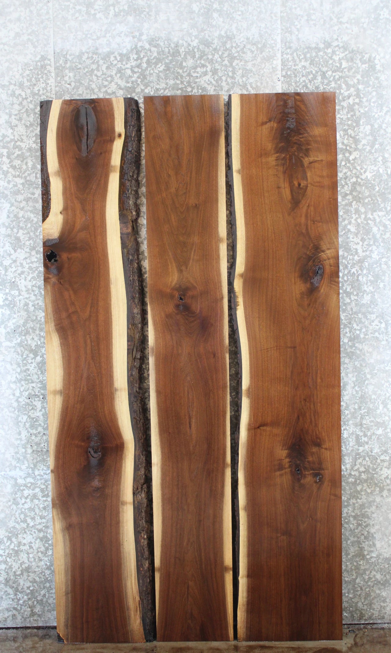 3- Black Walnut Live Edge Dining Table Top Slabs, Solid Wood 986-988