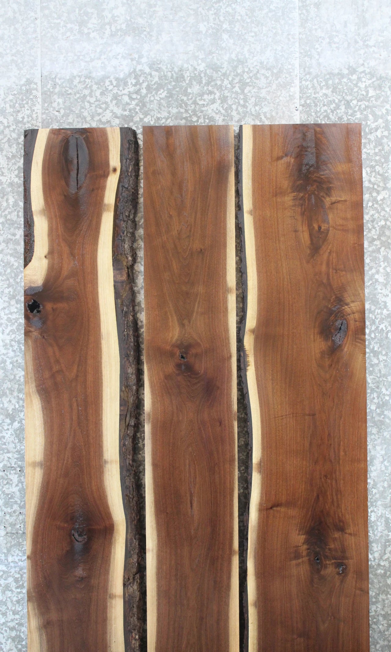 3- Black Walnut Live Edge Dining Table Top Slabs, Solid Wood 986-988