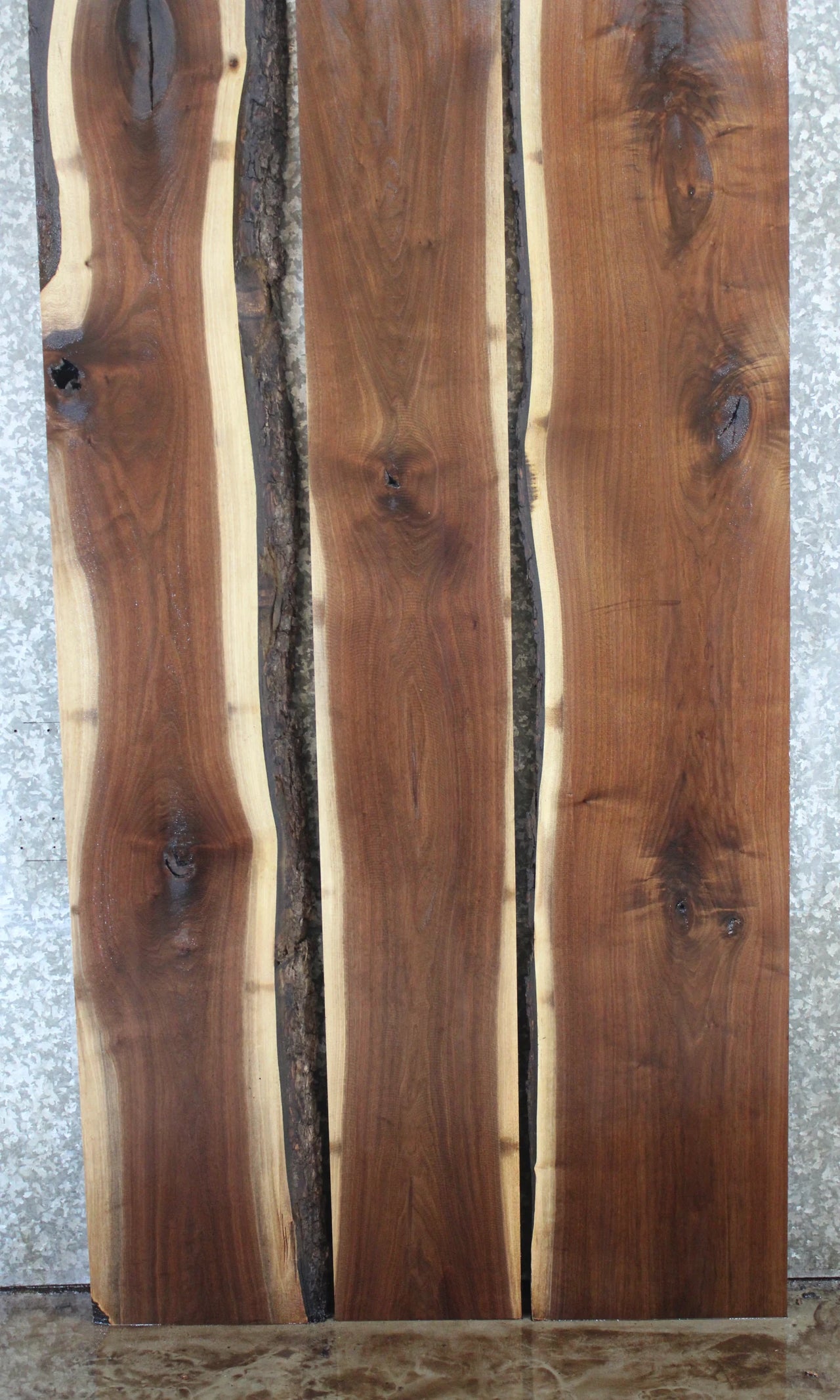 3- Black Walnut Live Edge Dining Table Top Slabs, Solid Wood 986-988
