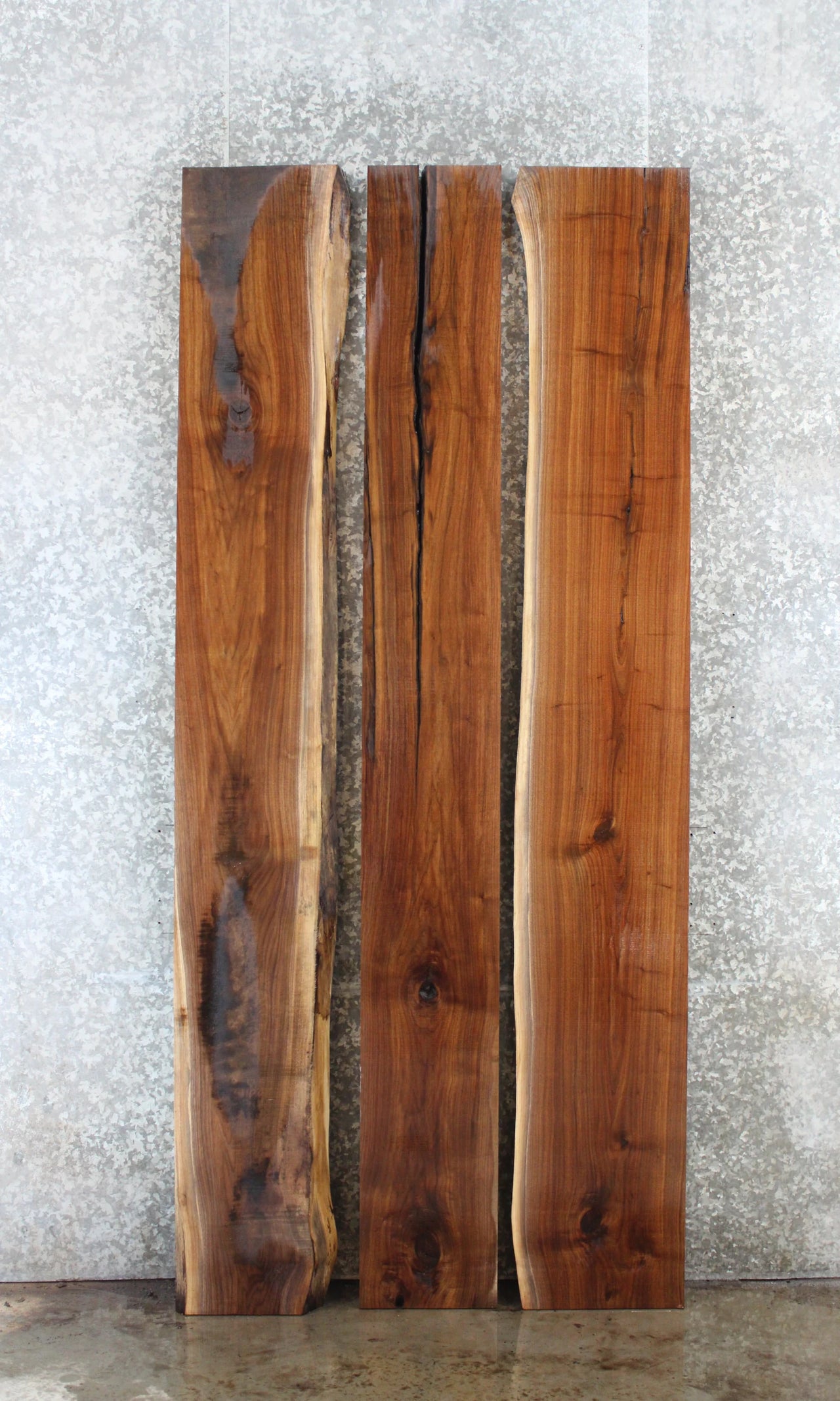 3- Walnut Live Edge Book Match Dining Table Top Slabs 986-988