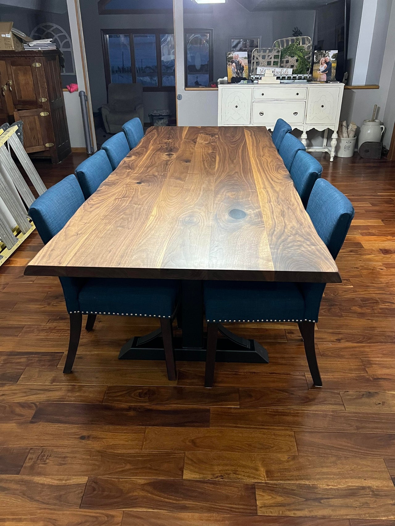 Live Edge Dining Table with Hourglass Legs