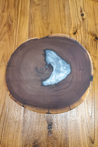 Thumbnail for Round Live Edge Finished Black Walnut Charcuterie Board