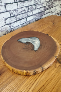 Thumbnail for Round Live Edge Finished Black Walnut Charcuterie Board