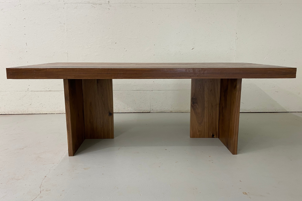 Custom Wood Dining Table | Wooden T-Shaped Slab Legs