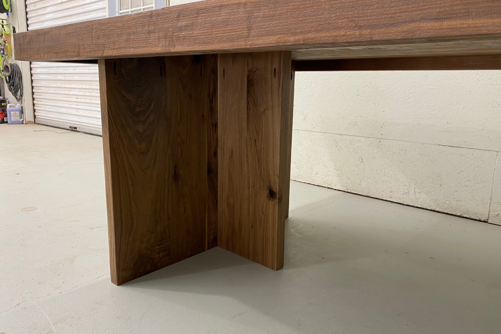 Custom Wood Dining Table | Wooden T-Shaped Slab Legs