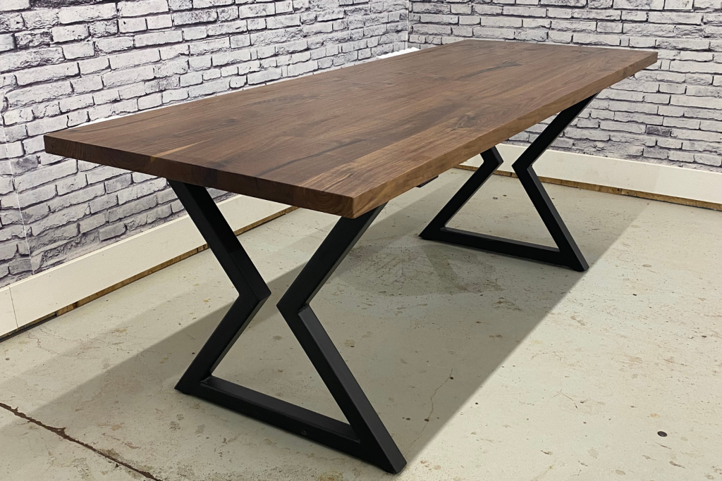 Solid Wood Dining Table Metal Hourglass Legs Lumber Shack