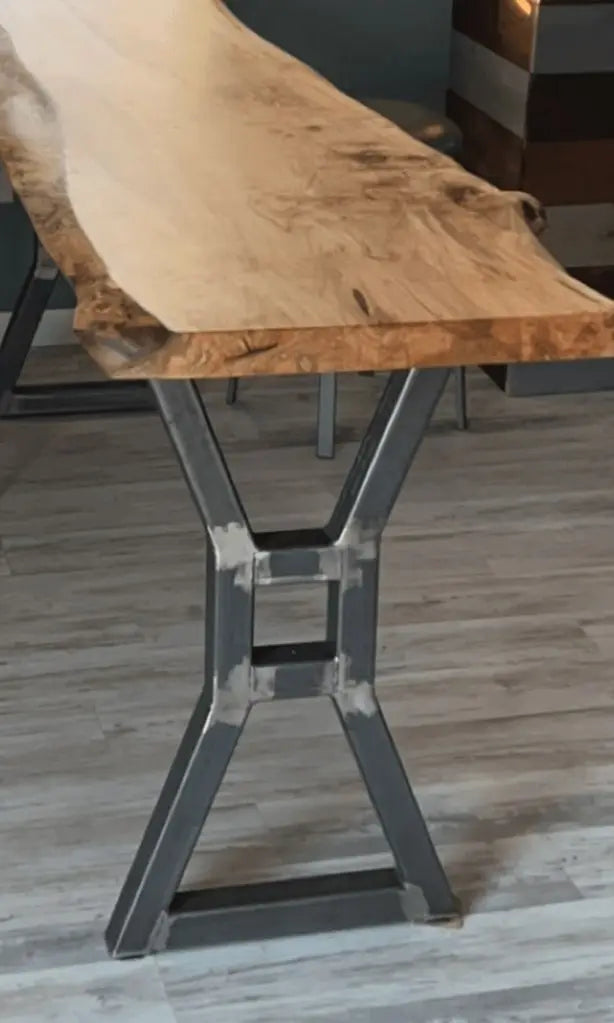 Z-Bench & Side Table Steel X-Shaped Table Legs w Beam Opening
