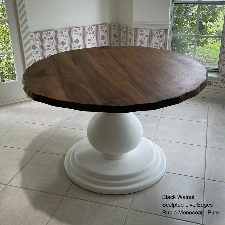 Round Solid Wood Dining Table Top, Rustic Natural Wood Table
