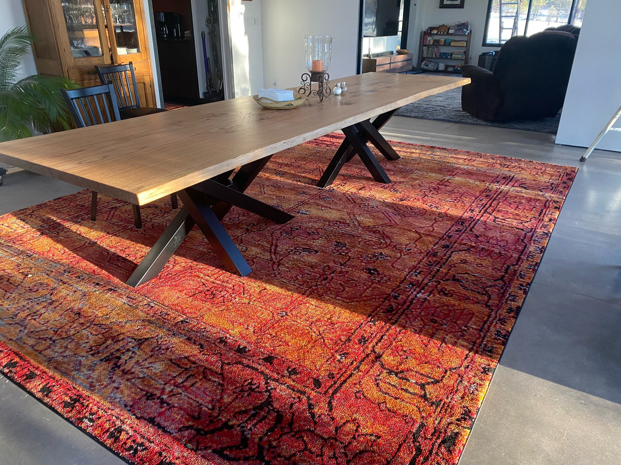Live Edge Dining Table with Hourglass Legs