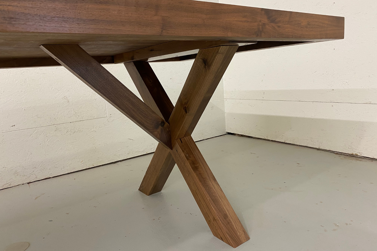 Custom Wood Dining Table | Wooden X-Legs