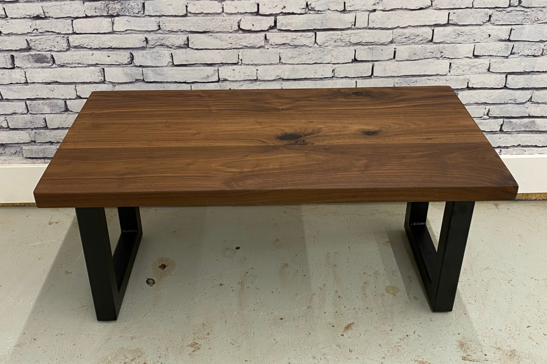 Solid Wood Coffee Table w/ U-Shaped Metal Legs