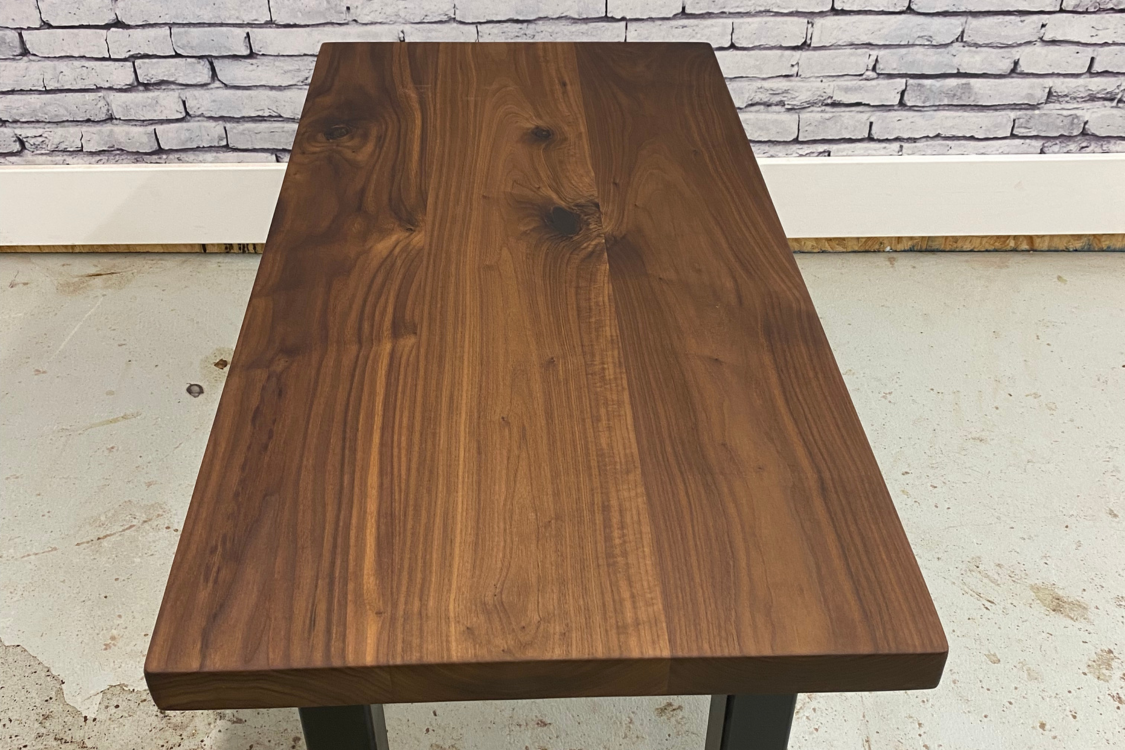 Solid Wood Coffee Table w/ U-Shaped Metal Legs