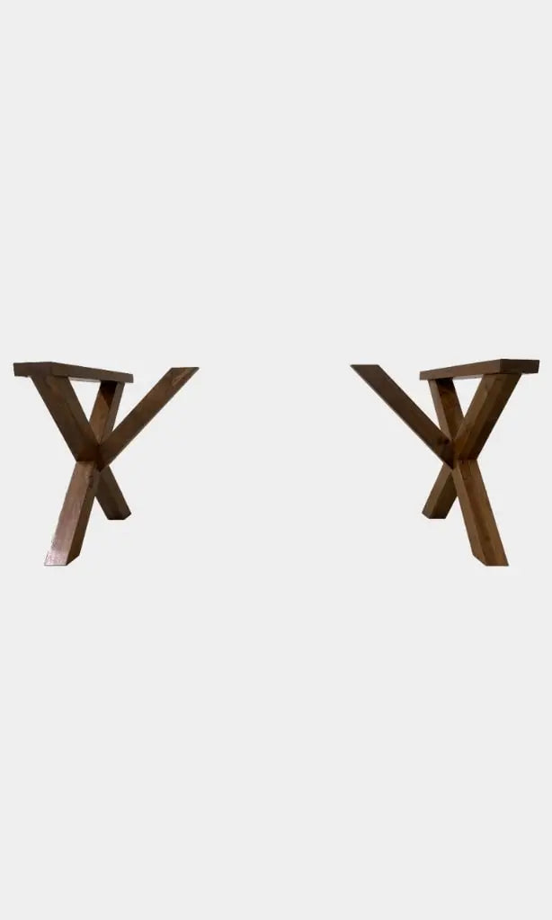 Rustic Solid Wood X-Shaped Table Legs