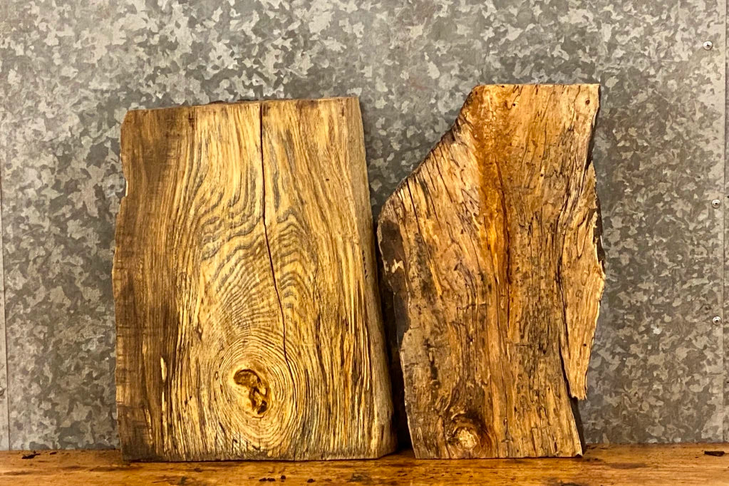 2- Spalted Oak Live Edge End table Tops 13348-13349
