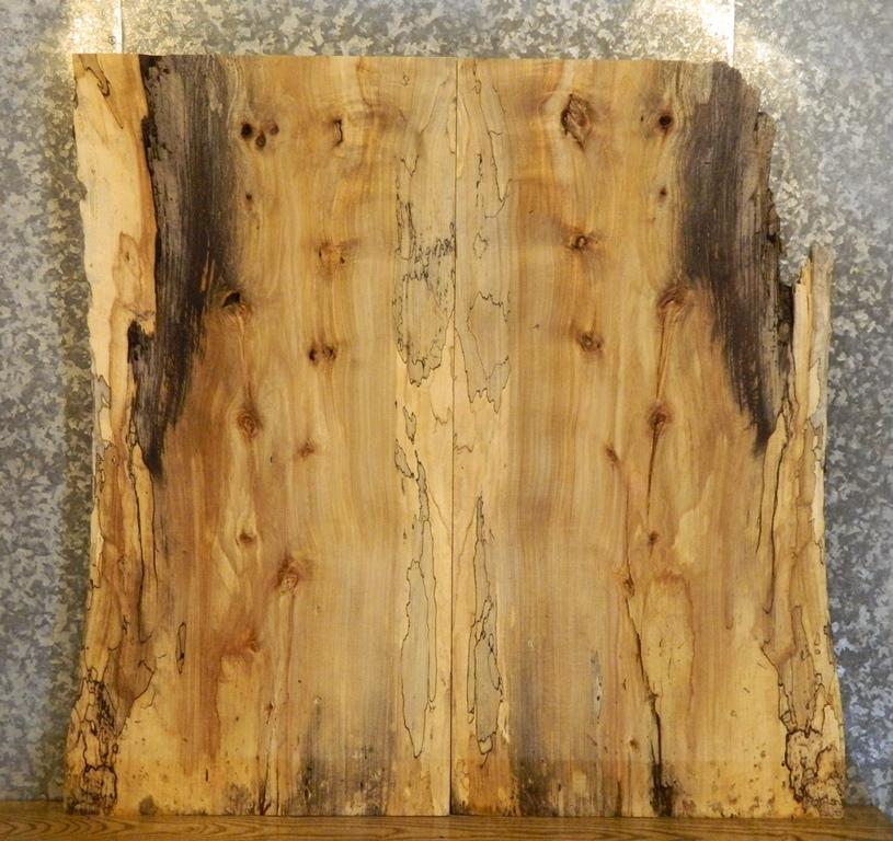 2- Bookmatched Table Live Edge Spalted Maple Slabs CLOSEOUT 40035-40036