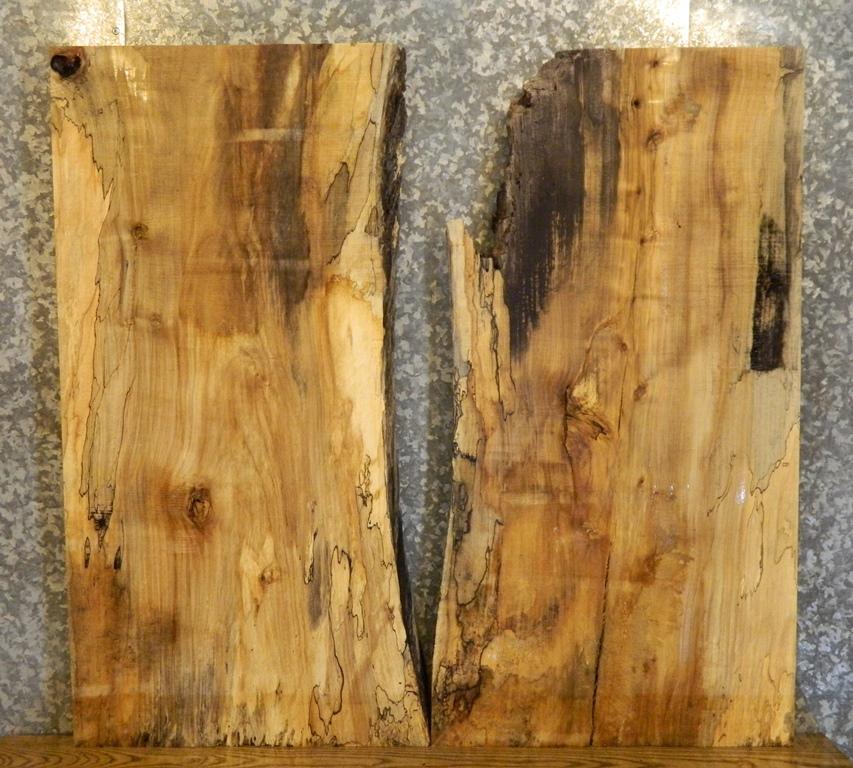 2- Bookmatched Table Live Edge Spalted Maple Slabs CLOSEOUT 40035-40036