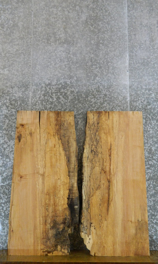 2- Live Edge Bookmatched Spalted Maple Desk Top Slabs CLOSEOUT 606-607